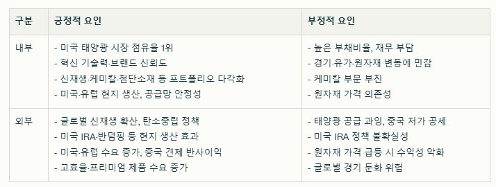 한화솔루션 SWOT분석